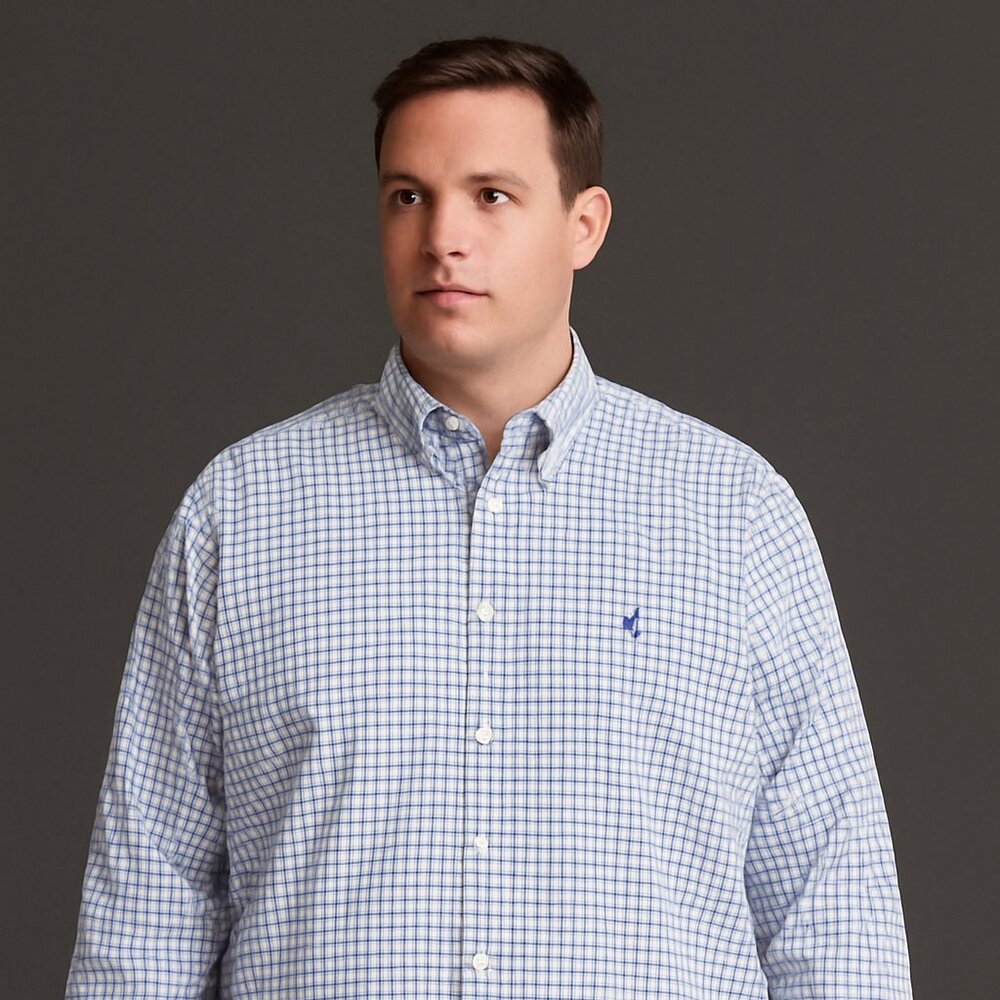 Polo Ralph Lauren Blue Check Long Sleeve Button-Down Shirt – Size 2XLT (Tall)